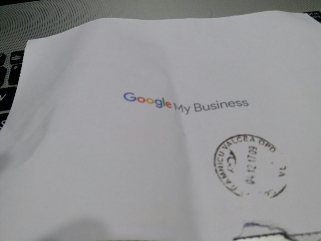 Google My Business confirmation envelope