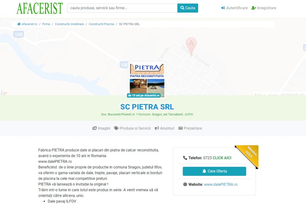 Pagina de prezentare PIETRA SRL