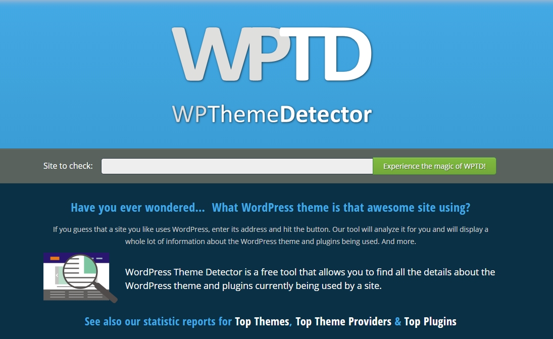 wpthemedetector.com front page
